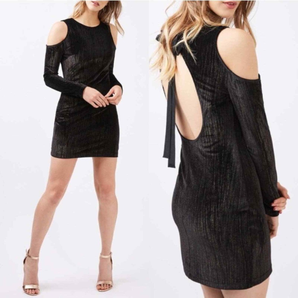 NWT Topshop Velvet‎ Cold Shoulder Dress 6